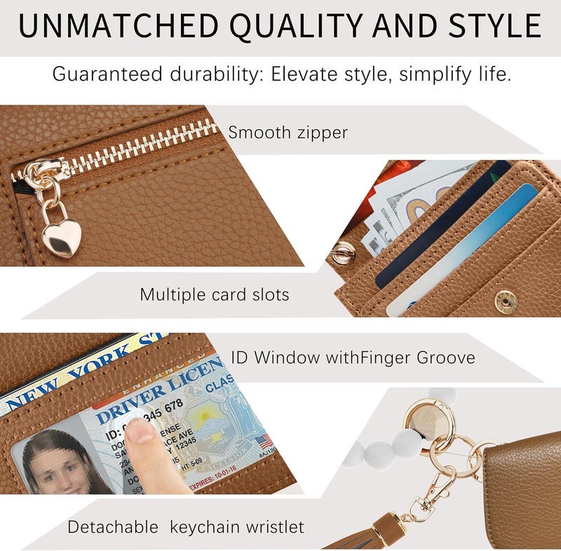 Sunpour Store Keychain Wallet RFID Wristlet Wallets for Women,Small Wallets Woman Key Chain Wallet with Coin Pocket and Id Window - Image 4